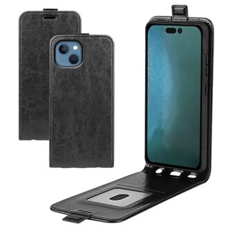 iPhone 14 Plus Verticale Flip Case met Kaartsleuf - Zwart