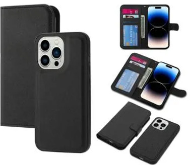 iPhone 14 Pro Afneembare Wallet Case - Zwart
