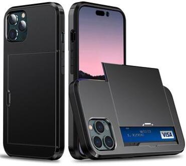 iPhone 14 Pro Hybrid Case with Sliding Card Slot - Black