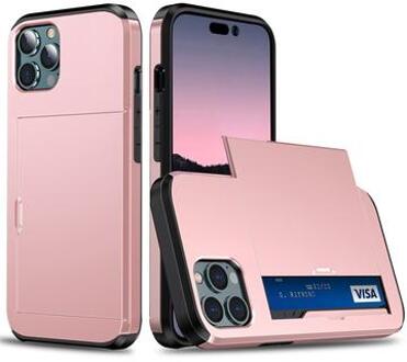 iPhone 14 Pro Hybrid Case with Sliding Card Slot - Rose Gold