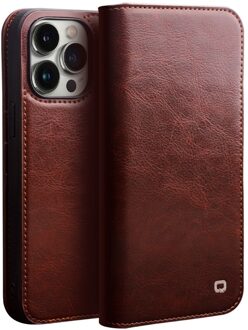 iPhone 14 Pro Max - Leren bookcase hoes - Bruin