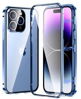 iPhone 14 Pro Max Magnetisch Hoesje met Gehard Glas - Blauw
