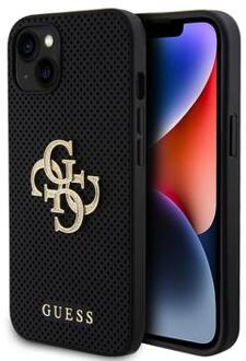 iPhone 15 Guess Geperforeerd 4G Glitter Logo Cover - Zwart