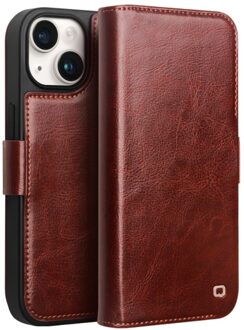 iPhone 15 - Leren bookcase hoes - Bruin