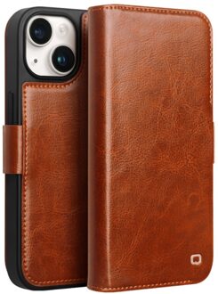 iPhone 15 - Leren bookcase hoes - Cognac Bruin