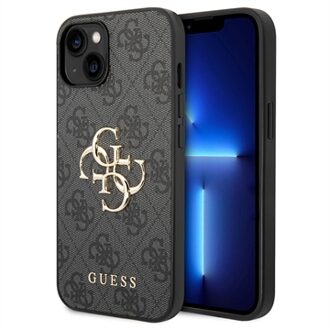iPhone 15 Plus Guess 4G Big Metal Logo Hybrid Case - Grijs