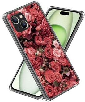 iPhone 15 Plus Stijlvolle Ultradunne TPU Hoesje - Rode Bloemen