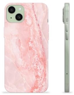 iPhone 15 Plus TPU-hoesje - Roze Marmer