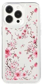 iPhone 15 Pro Fashion TPU hoesje - Roze Bloemen