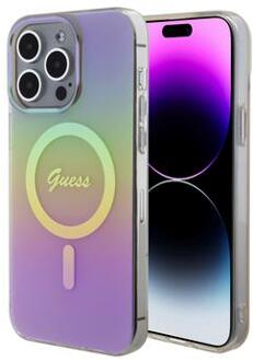 iPhone 15 Pro Guess IML Iridescent Script Mag hoesje - Roze
