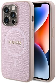 iPhone 15 Pro Guess Saffiano Hybrid Case - MagSafe Compatible - Pink