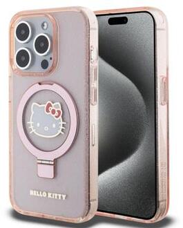 iPhone 15 Pro Hello Kitty IML Ringstand Glitter MagSafe Hoesje - Roze