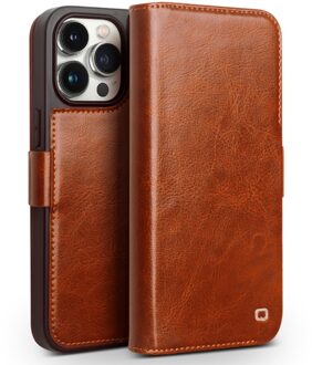 iPhone 15 Pro - Leren bookcase hoes - Cognac Bruin