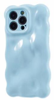 iPhone 15 Pro Max Golvende rand Candy Bubbles TPU hoesje - Baby Blue