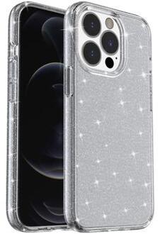 iPhone 15 Pro Max Stijlvolle Glitter Series Hybrid Case - Grijs