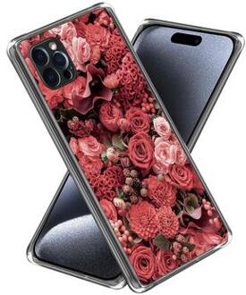 iPhone 15 Pro Max Stijlvolle Ultradunne TPU Hoesje - Rode Bloemen