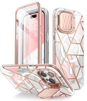 iPhone 15 Pro Max Supcase Cosmo Mag Hybrid Case - Roze marmer