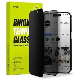 iPhone 15 Pro Ringke TG Privacy Gehard Glas Screen Protector - Zwarte Rand