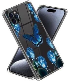 iPhone 15 Pro Stijlvolle Ultradunne TPU Hoesje - Vlinder en Bloemen