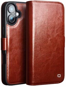 iPhone 16 Plus hoesje - Leren bookcase - Bruin