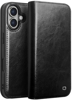 iPhone 16 Plus hoesje - Leren bookcase - Zwart