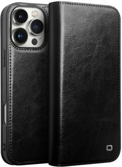 iPhone 16 Pro hoesje - Leren bookcase - Zwart