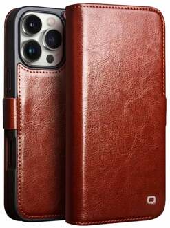 iPhone 16 Pro Max hoesje - Leren bookcase - Bruin