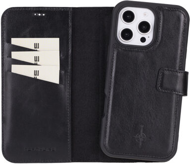 iPhone 16 Pro Max - Leren Afneembare 2-in-1 bookcase telefoonhoes - Zwart
