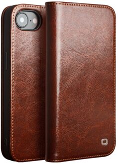 iPhone 16e hoesje - Leren bookcase - Bruin
