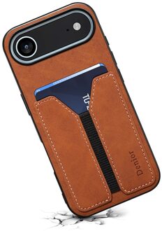 iPhone 17 Air hoesje - Backcover met kaarthouder - Bruin