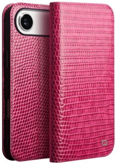 iPhone 17 Air hoesje - Leren bookcase - Croco Roze