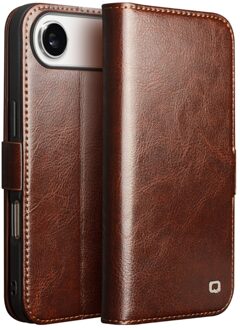 iPhone 17 Air hoesje - Leren bookcase - Donkerbruin