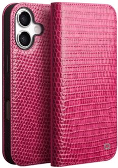 iPhone 17 hoesje - Leren bookcase - Croco Roze