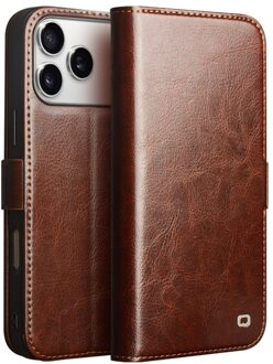 iPhone 17 Pro Max hoesje - Leren bookcase - Bruin