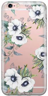 iPhone 6/6s transparant hoesje - Bloemenprint wit