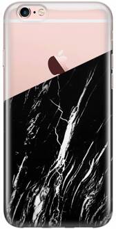 iPhone 6/6s transparant hoesje - Marmer zwart schuin