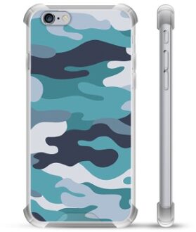 iPhone 6 Plus / 6S Plus Hybride Hoesje - Blauw Camouflage