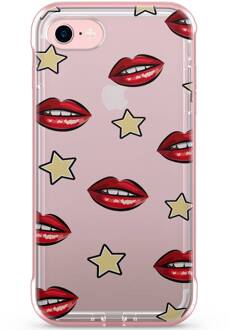 iPhone 7 rosegold transparant hoesje - Lips & stars