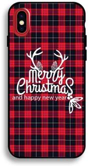 iPhone X flexibel hoesje  Merry Christmas  motief geruit