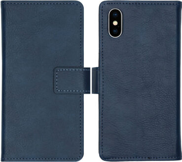 iPhone X hoesje bookcase - iPhone Xs hoesjes bookcase - iPhone X cases bookcase - hoesje iPhone X bookcase - iPhone Xs hoesje - iPhone X case - hoesje iPhone Xs - Kunstleer - Blauw - iMoshion Luxe Lederen Bookcase