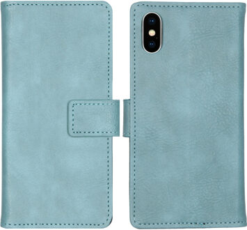 iPhone X hoesje bookcase - iPhone Xs hoesjes bookcase - iPhone X cases bookcase - hoesje iPhone X bookcase - iPhone Xs hoesje - iPhone X case - hoesje iPhone Xs - Kunstleer - Lichtblauw - iMoshion Luxe Lederen Bookcase