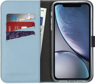 iPhone Xr hoesje bookcase - hoesje iPhone Xr bookcase - iPhone Xr bookcase - telefoonhoesje iPhone Xr - iPhone Xr hoesje siliconen - hoesje iPhone Xr apple - Leer - Blauw - Selencia Echt Lederen Bookcase