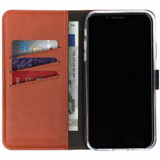 iPhone Xr hoesje bookcase - hoesje iPhone Xr bookcase - iPhone Xr bookcase - telefoonhoesje iPhone Xr - iPhone Xr hoesje siliconen - hoesje iPhone Xr apple - Leer - Lichtbruin - Selencia Echt Lederen Bookcase
