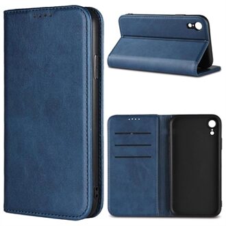 iPhone XR Retro Wallet Case met Magnetische Sluiting - Blauw