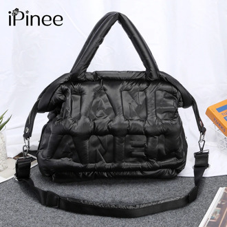 iPinee 2020 New Winter Large Capacity Shoulder Bag for Women Waterproof Nylon HandBags Space Pad Cotton Feather Down Crossbody