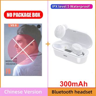IPX5 Bluetooth Draadloze Hoofdtelefoon 3D Stereo Geluid Oordopjes Met Opladen Doos Waterdichte Sport Oortelefoon Lange Levensduur Batterij Headset wit-geen doos