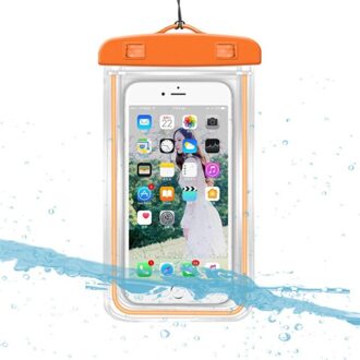 Ipx8 Full View Waterdichte Case Regenwoud Desert Sneeuw Transparante Dry Bag Seaside Zwemmen Pouch Mobiele Telefoon Covers Oranje