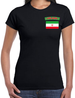 Iran landen shirt met vlag zwart voor dames - borst bedrukking XS