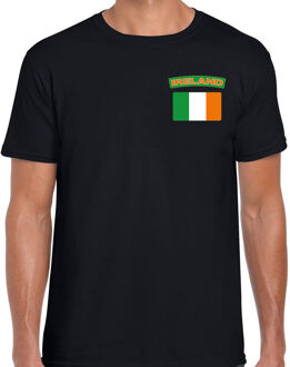 Ireland / Ierland landen shirt met vlag zwart voor heren - borst bedrukking 2XL