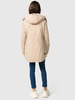 Ireliaa Dames Parka – Windafstotende winterjas met teddyvoering en capuchon - Beige - XS